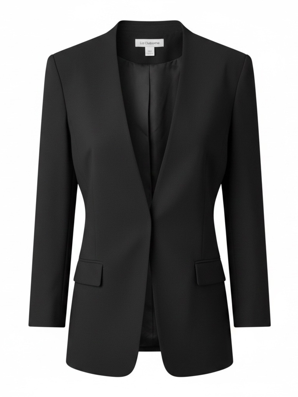 Liz Claiborne Black Open-Front Longline Blazer
